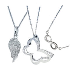  Collana in argento 925 rodiato con zirconi