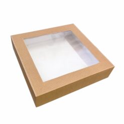 Scatola mille righe avana con finestra in pvc e fondo bianco RETTANGOLO/QUADRATO