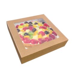 Scatola mille righe avana con finestra in pvc e fondo bianco