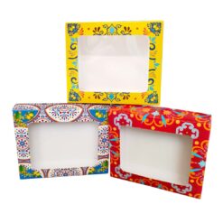 Scatola Folkloristica Sicilia - 400 gr., fondo e coperchio, finestrata Rettangolare