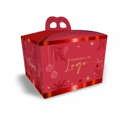 Scatola Porta Panettone basso "Merry Christmas" -Rosso